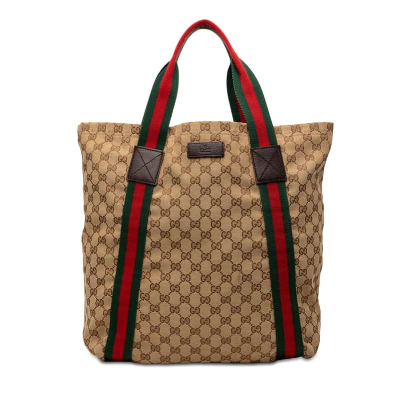Gucci GG Canvas Web Tote Beige Very good condition - Front View