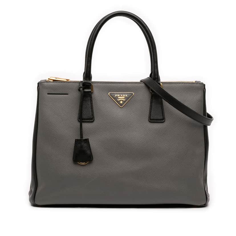 Prada Medium Bicolor Saffiano Lux Galleria Double Zip Satchel Other Leather Very good condition - Front View
