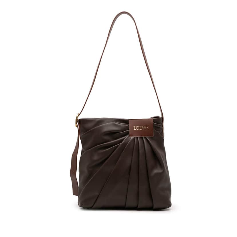 Loewe Mellow Nappa Draped Tote Brown Leather Very good condition - Front View