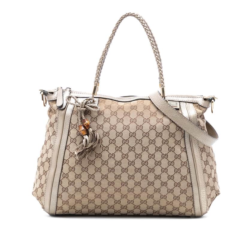 Gucci GG Canvas Bella Convertible Tote Beige Very good condition - Front View