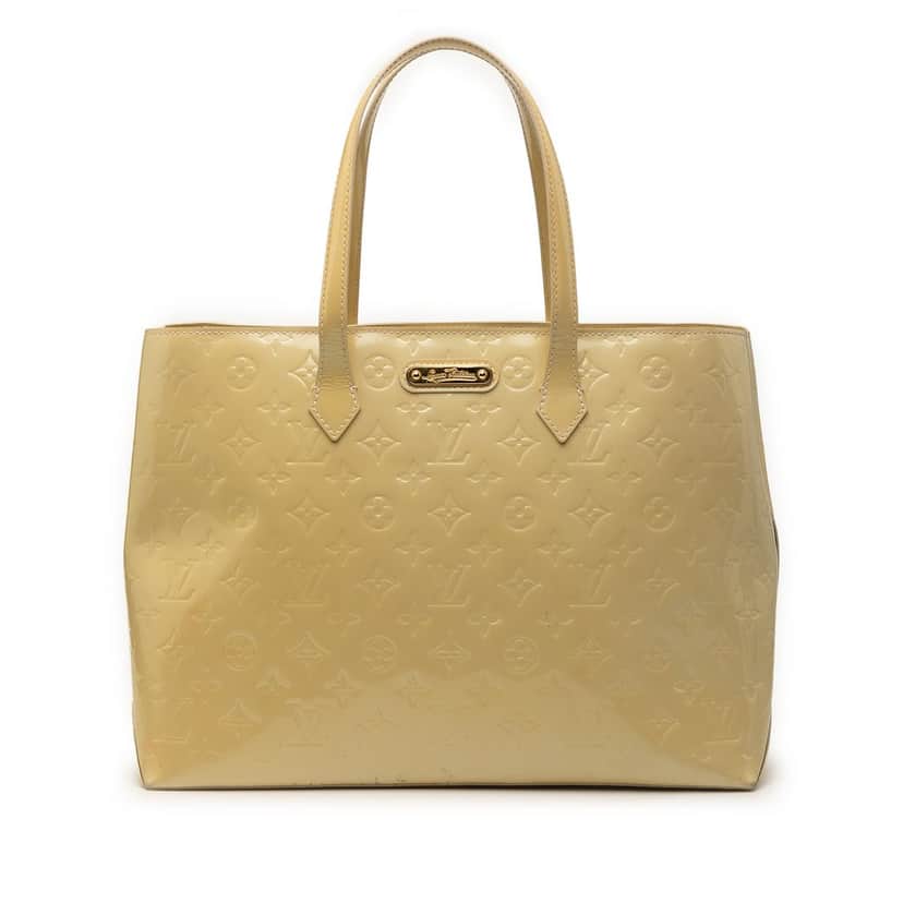 Louis Vuitton Monogram Vernis Wilshire MM Yellow Leather Good condition - Front View