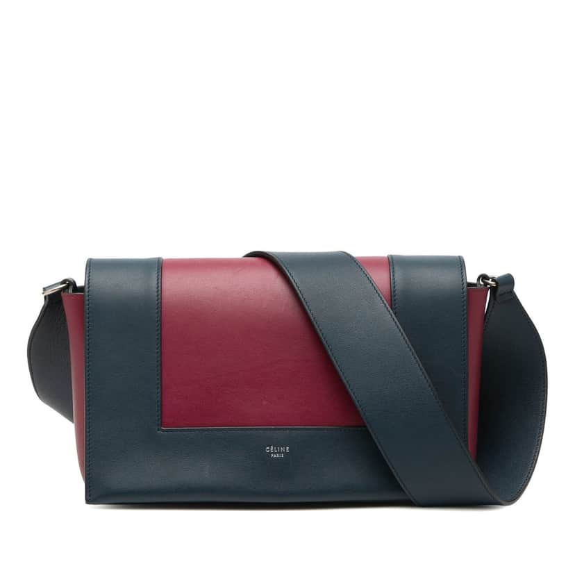 Celine Medium Shiny Smooth Calfskin Frame Shoulder Bag Blue Leather Very good condition - Front View