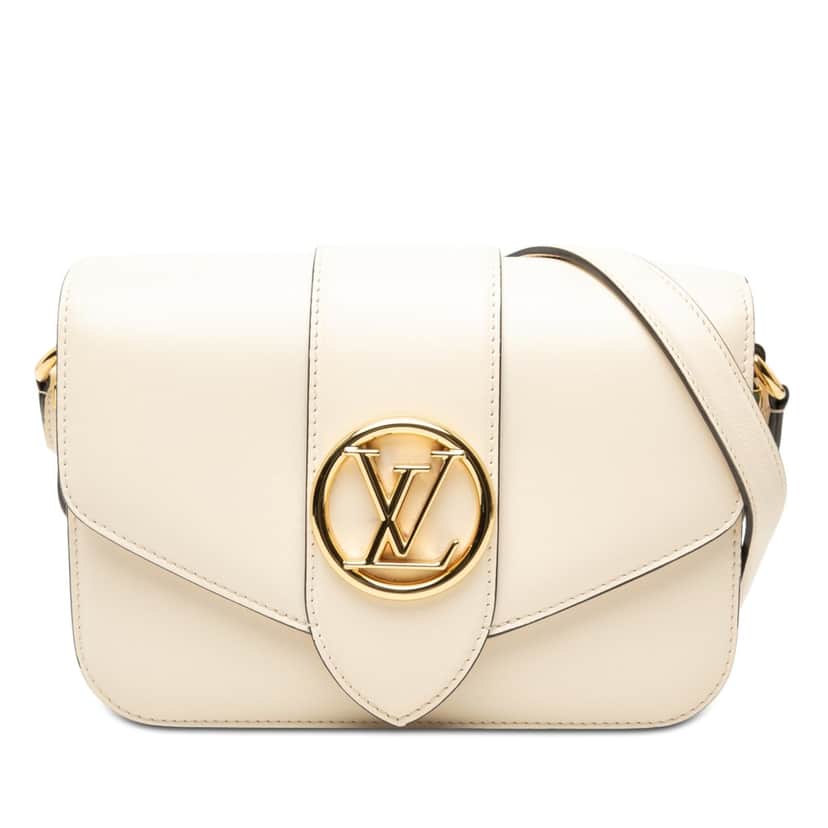 Louis Vuitton Calfskin LV Pont 9 Soft MM White Leather Very good condition - Front View