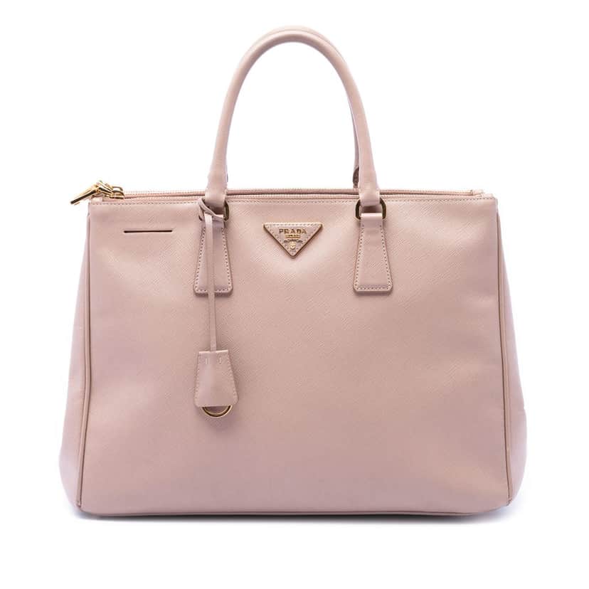 Prada Large Saffiano Lux Galleria Double Zip Satchel Brown Leather Very good condition - Front View