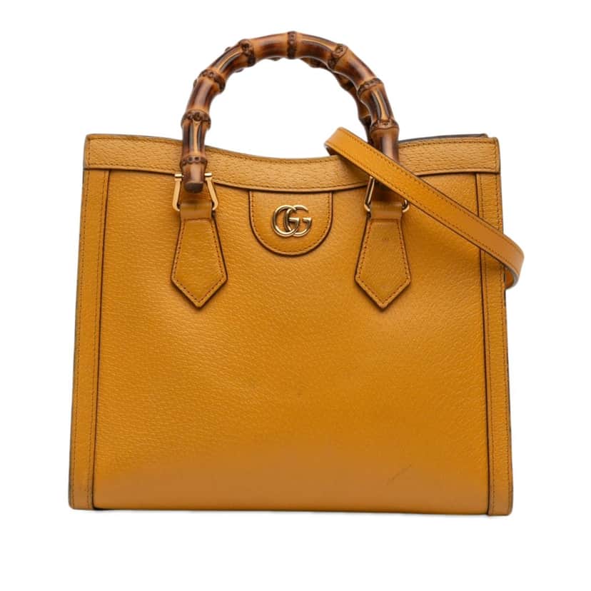 Gucci Medium Leather Bamboo Diana Satchel Yellow Leather Good condition - Front View
