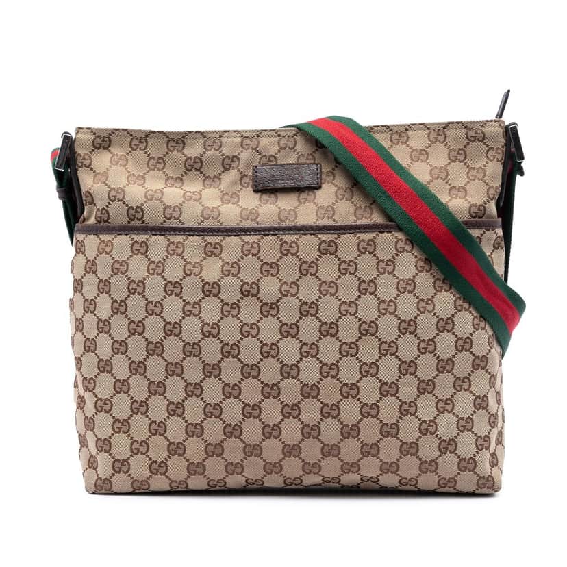 Gucci GG Canvas Web Crossbody Beige Very good condition - Front View