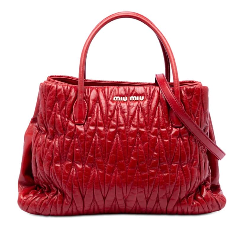 Miu Miu Matelasse Nappa Convertible Tote Red Leather Very good condition - Front View