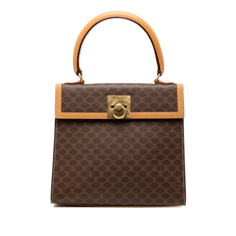 Celine Macadam Coated Canvas Handbag Brown Very good condition - Front View