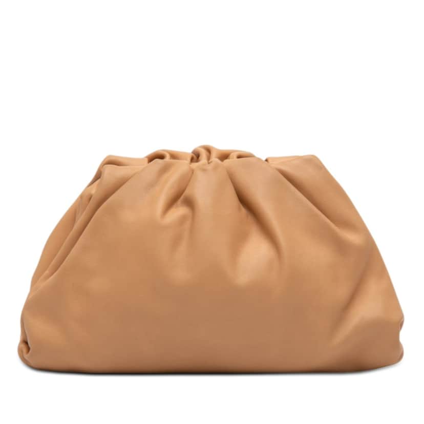 Bottega Veneta Teen Lambskin Pouch Beige Leather Very good condition - Front View