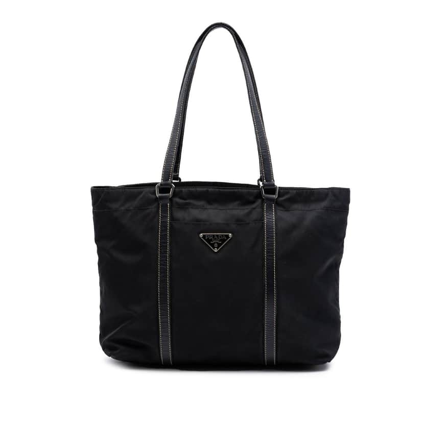 Prada Saffiano Trimmed Tessuto Tote Black Very good condition - Front View
