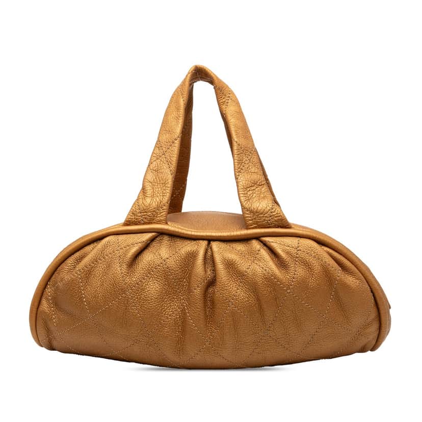Chanel Small Quilted Metallic Calfskin Le Marais Bowler Bag Gold Leather Very good condition - Front View