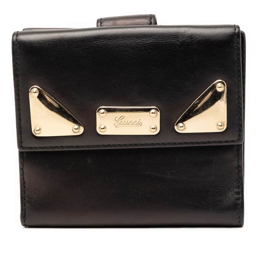 Gucci Calfskin Indy Bifold Wallet Black Leather Very good condition - Front View