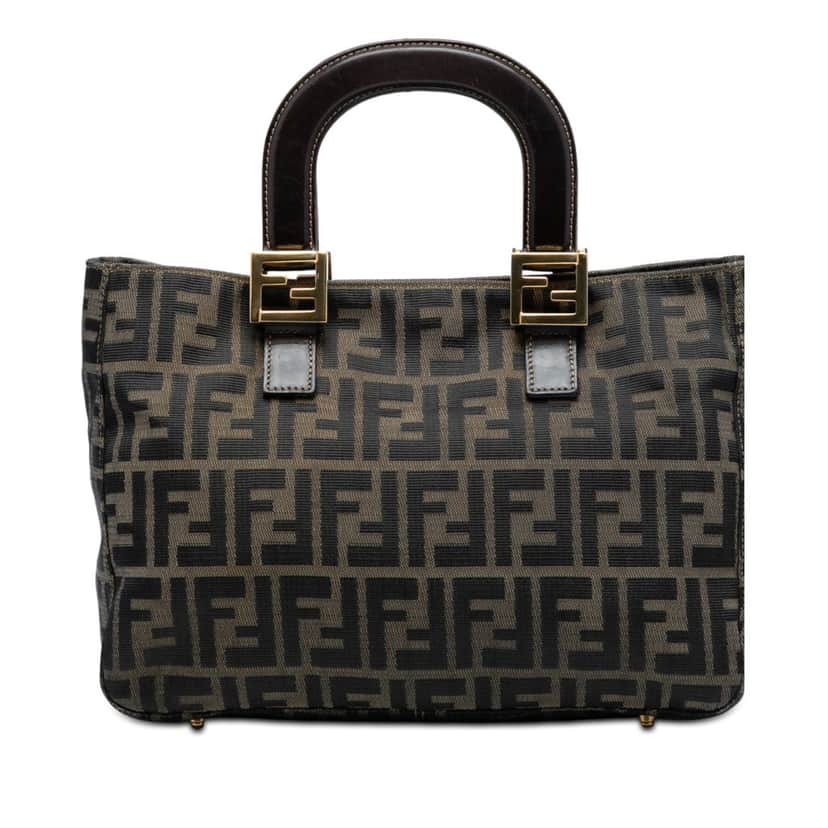 Fendi Small Zucca Canvas Twins Tote Brown Very good condition - Front View