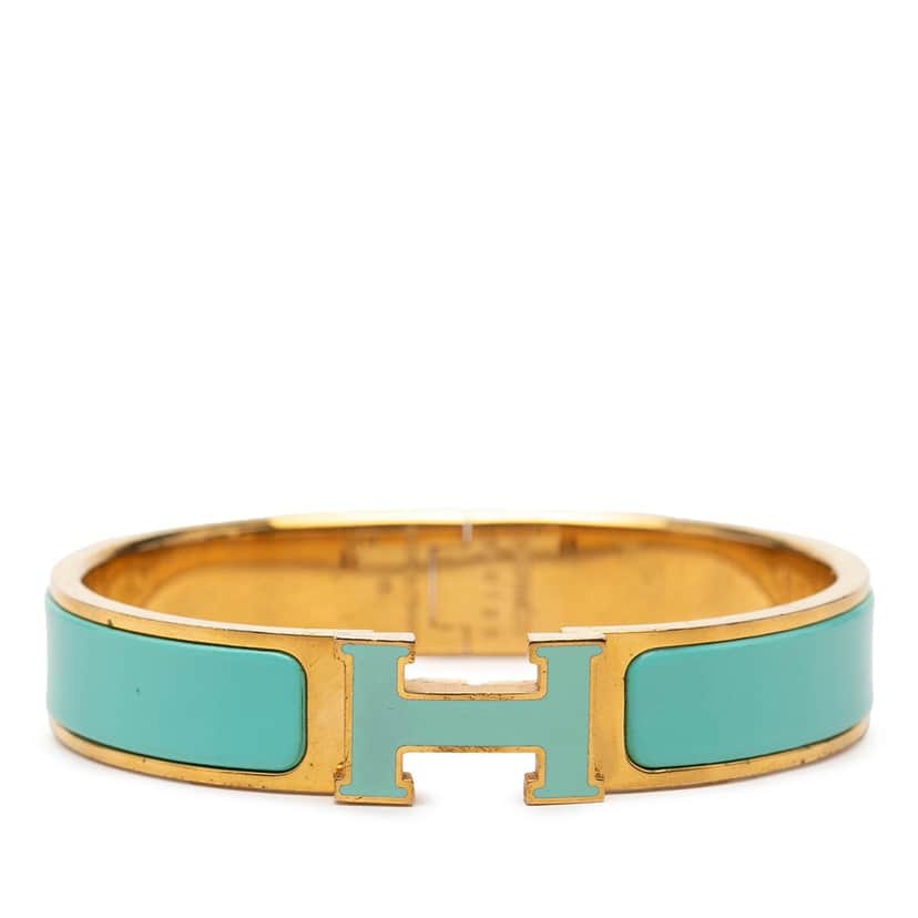 Hermès Narrow Enamel Clic H Bracelet PM Blue Very good condition - Front View