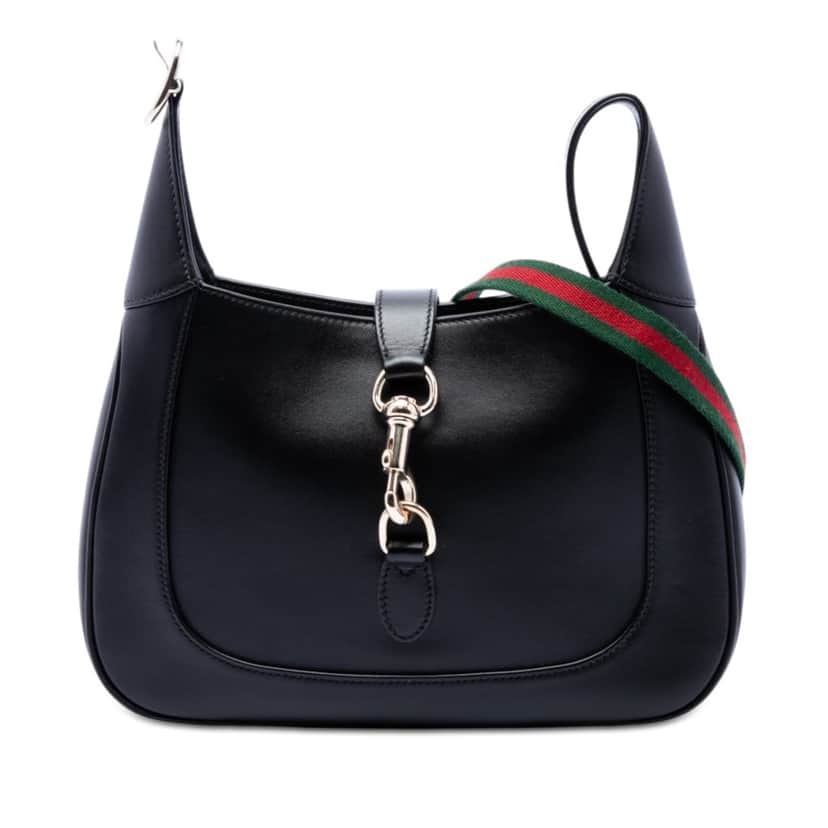 Gucci Small Calfskin Web Jackie 1961 Crossbody Black Leather Very good condition - Front View
