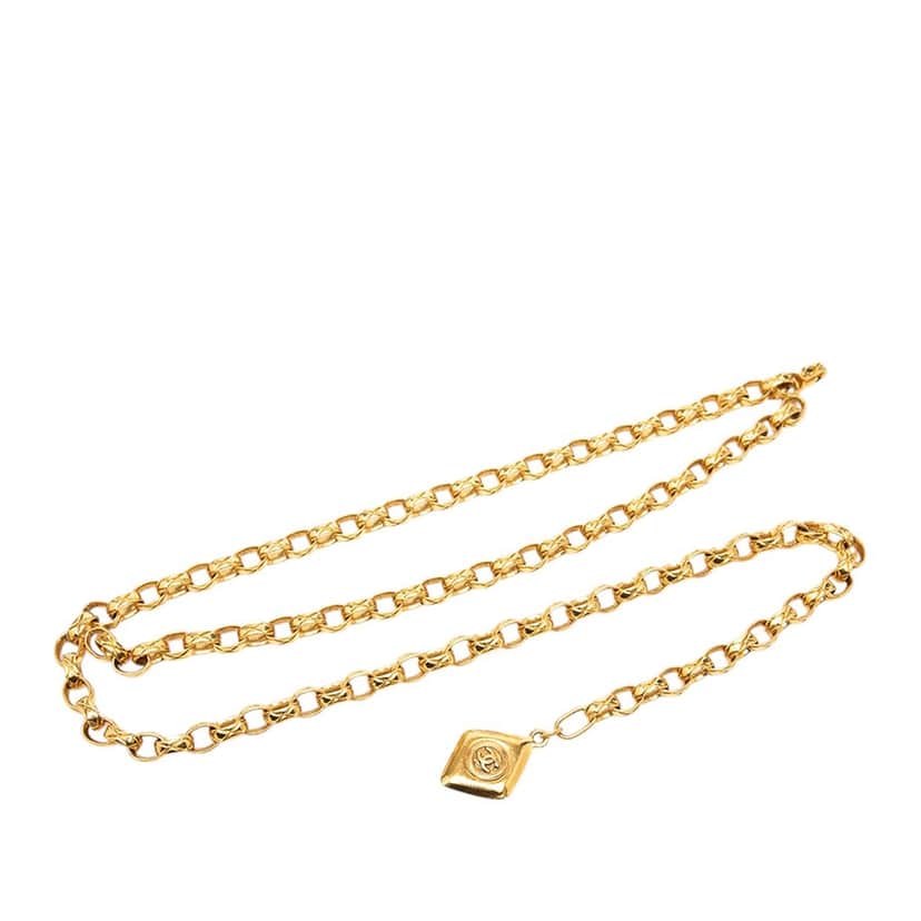 Chanel CC Gold Plated Diamond Charm Chain Belt Gold Metal Very good condition - Front View