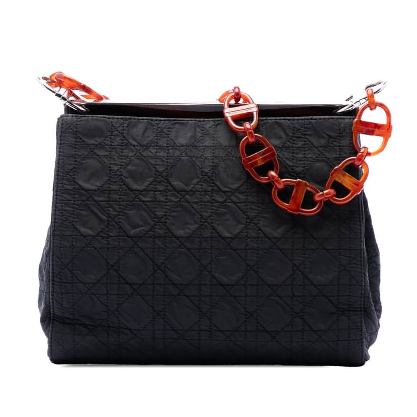 Dior Nylon Cannage Shoulder Bag Black Very good condition - Front View