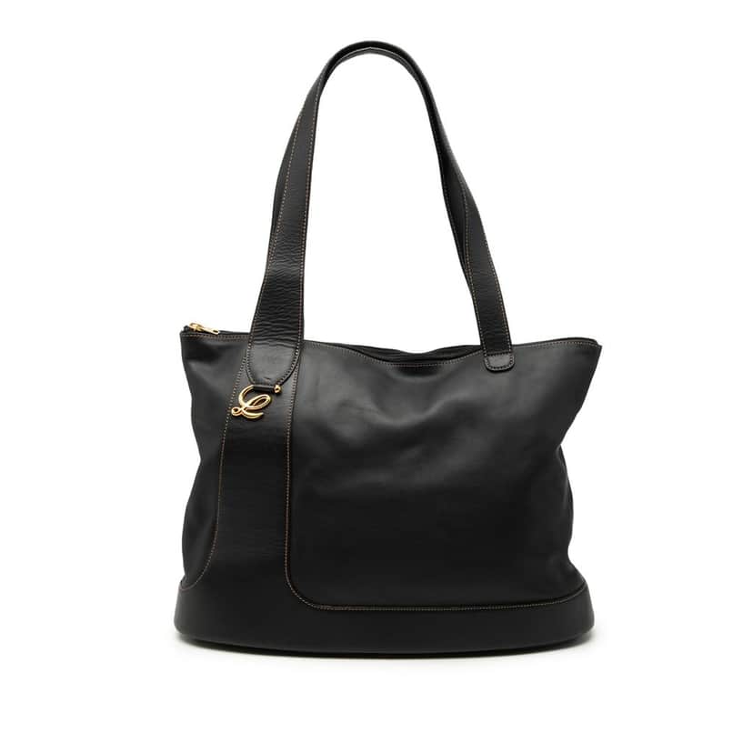 LOEWE Leather Anagram Tote Black Leather Very good condition - Front View