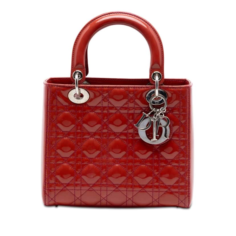 Dior Medium Patent Cannage Lady Dior Red Leather Very good condition - Front View