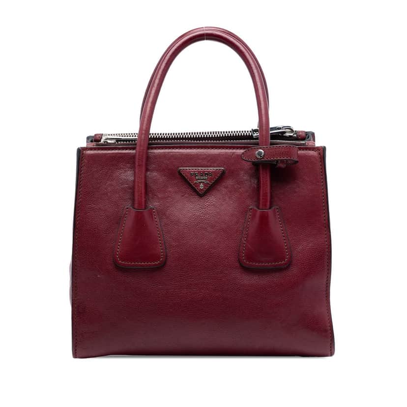 Prada Glace Calf Twin Pocket Satchel Red Leather Very good condition - Front View
