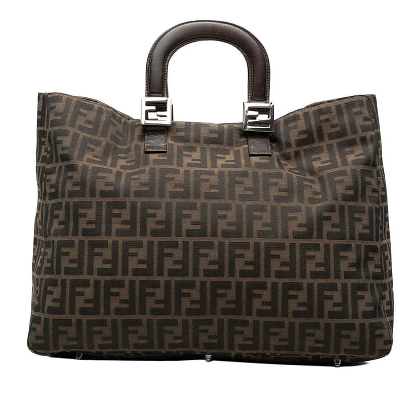 Fendi Large Zucca Canvas Twins Tote Brown Very good condition - Front View