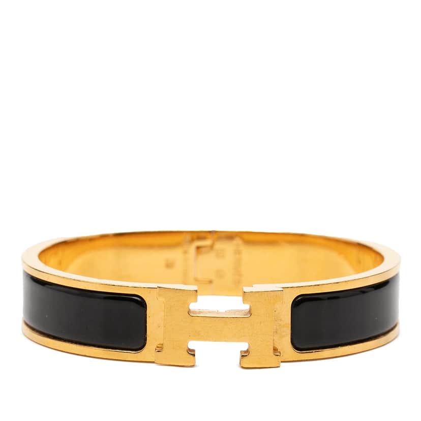 Hermès Narrow Enamel Clic H Bracelet PM Black Very good condition - Front View