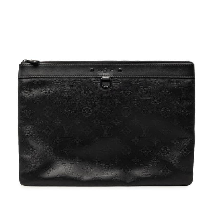 Louis Vuitton Monogram Shadow Discovery Pochette Black Leather Very good condition - Front View
