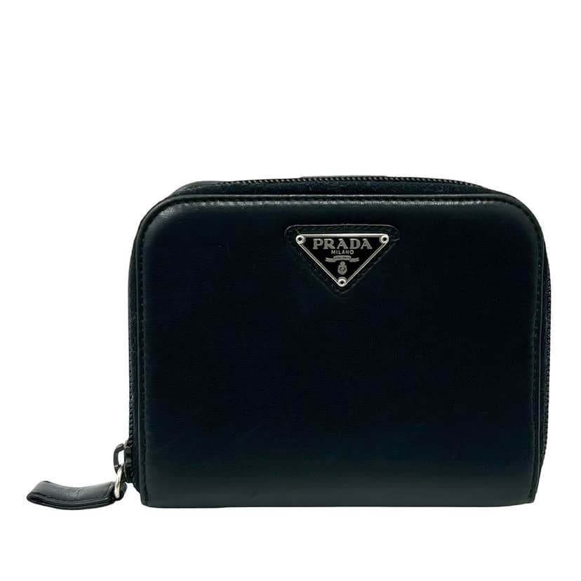 Prada Leather Bifold Small Wallet Black Leather Very good condition - Front View