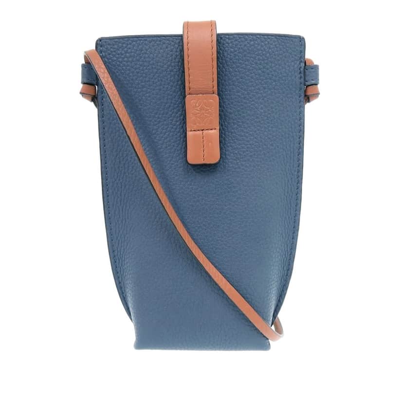 LOEWE Bicolor Grained Calfskin Gate Pocket Crossbody Blue Leather Very good condition - Front View