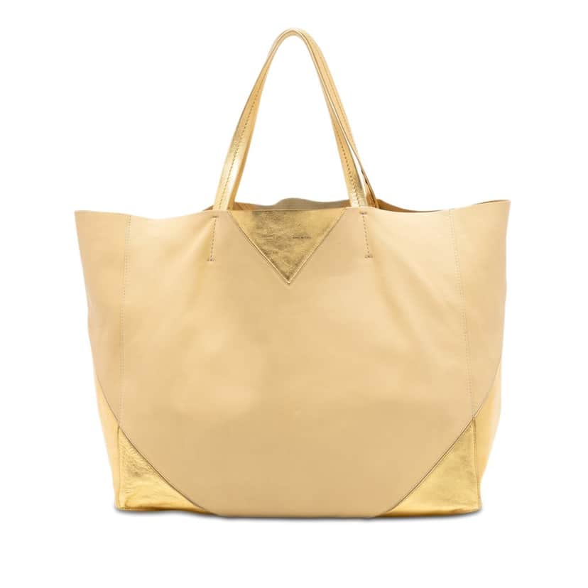 Celine Bicolor Lambskin Horizontal Cabas Tote Beige Leather Very good condition - Front View