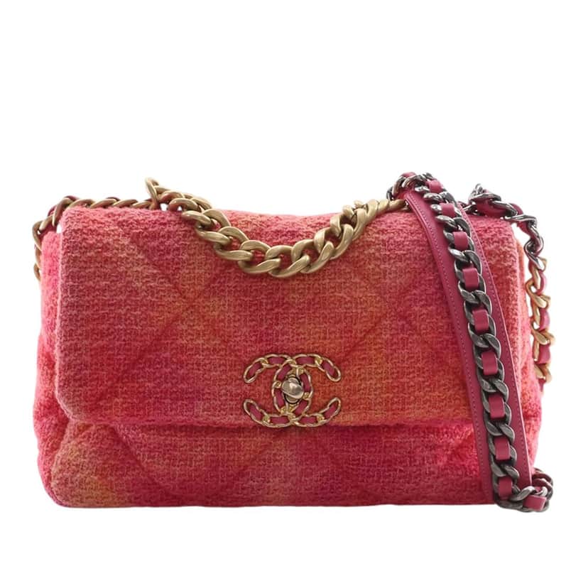 Chanel Medium Tweed Ombre 19 Flap Pink Very good condition - Front View