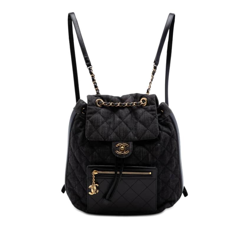 Chanel CC Quilted Denim and Calfskin Backpack Other Very good condition - Front View