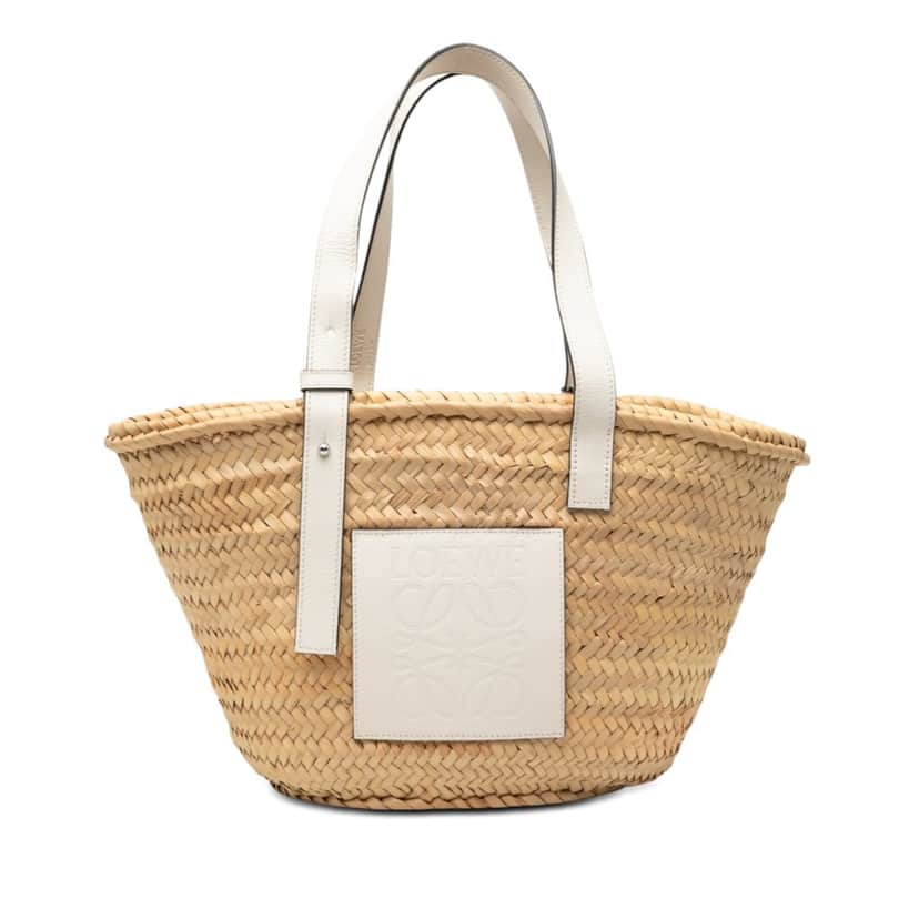 LOEWE Medium Raffia Anagram Basket Tote Beige Very good condition - Front View