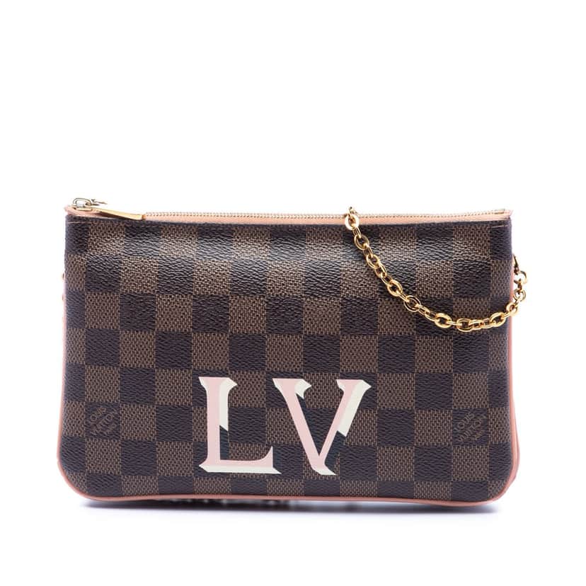 Louis Vuitton Damier Ebene Pochette Double Zip Brown Very good condition - Front View