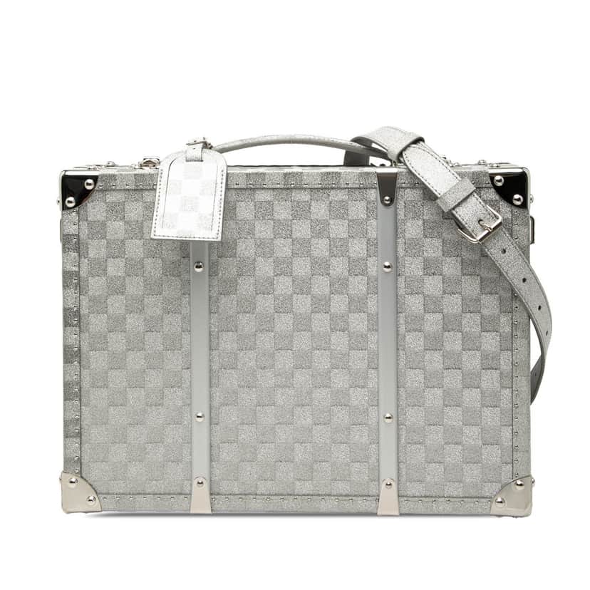 Louis Vuitton Damier Glitter Briefcase Trunk Silver Leather Very good condition - Front View