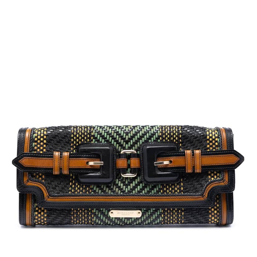 Burberry Prorsum Woven Buffalo Leather and Cotton Clutch Black Leather Very good condition - Front View