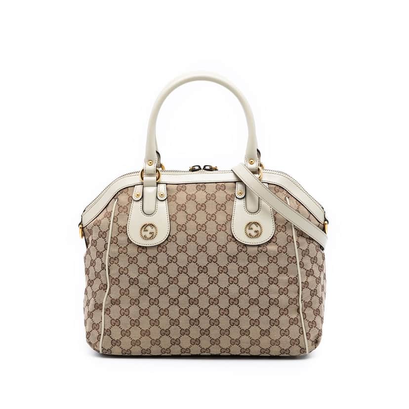 Gucci GG Canvas Scarlett Satchel Beige Very good condition - Front View