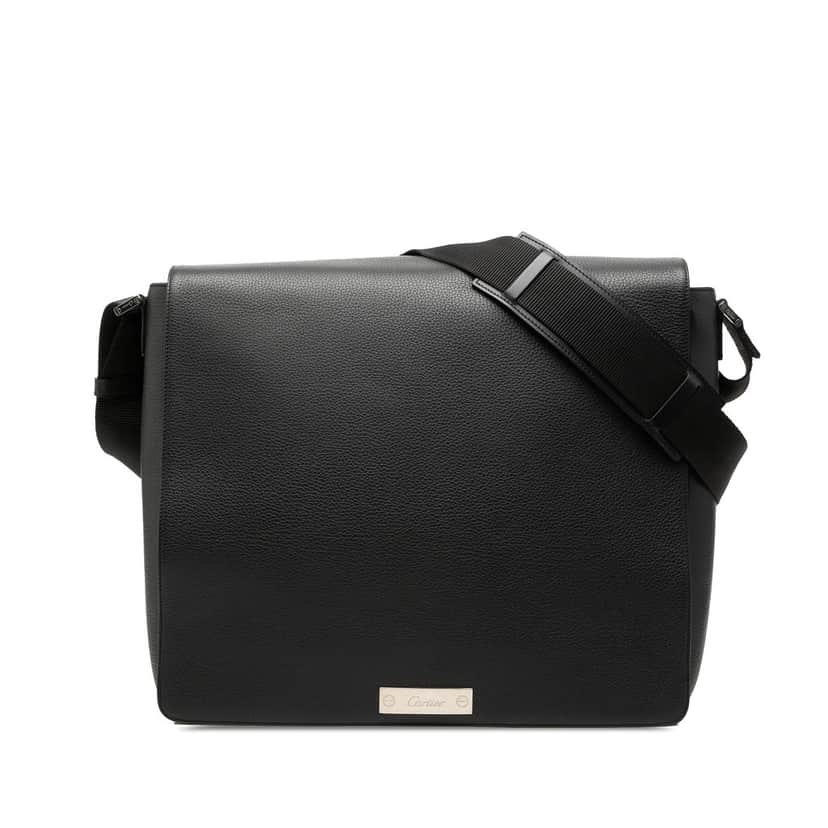Cartier Grained Leather Pasha De Cartier Messenger Bag Black Leather Very good condition - Front View
