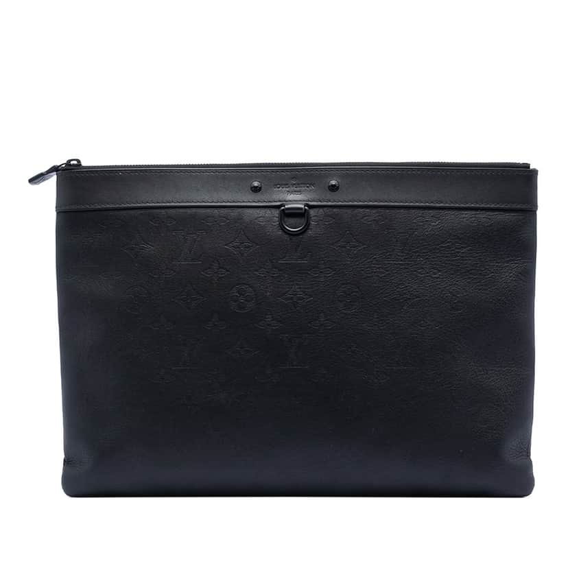 Louis Vuitton Monogram Shadow Discovery Pochette Black Leather Very good condition - Front View