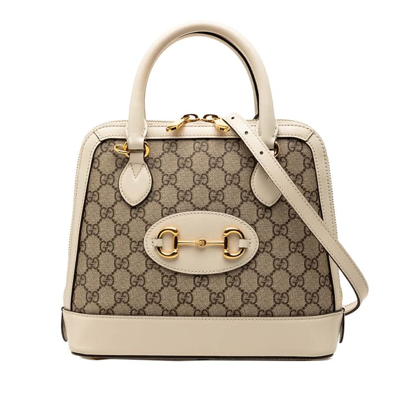 Gucci Small GG Supreme Horsebit 1955 Satchel Beige Very good condition - Front View
