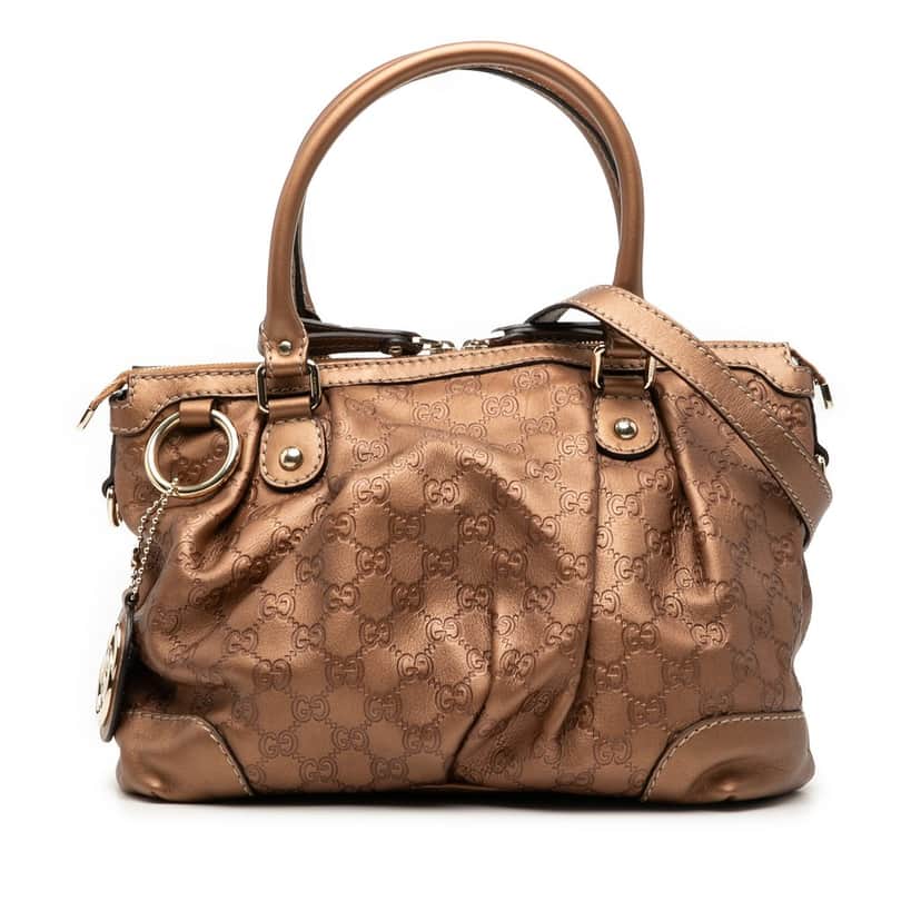 Gucci Guccissima Sukey Satchel Brown Leather Very good condition - Front View