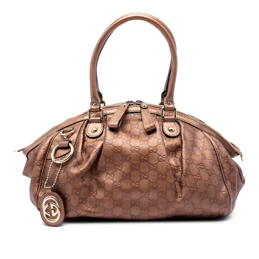Gucci Guccissima Sukey Satchel Brown Leather Very good condition - Front View