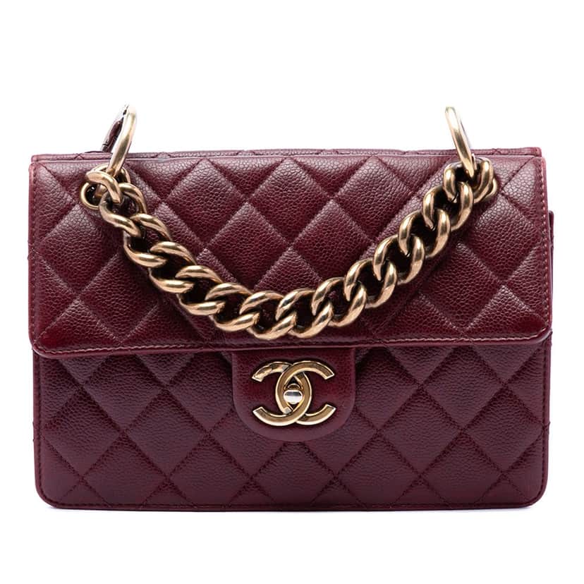 Chanel Paris Edinburgh Quilted Caviar Retro Class Flap Red Leather Very good condition - Front View