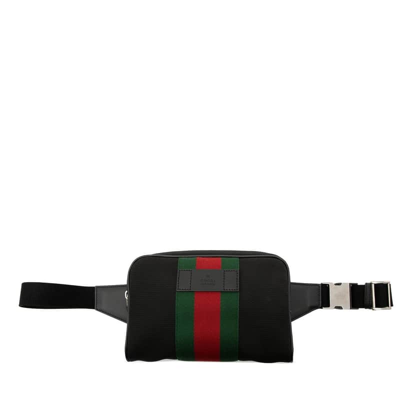 Gucci Canvas Techno Web Belt Bag Black Very good condition - Front View