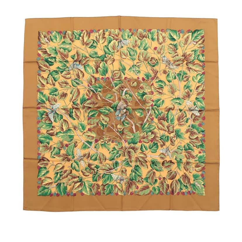 Hermès L  Arbre de Soie Silk Scarf 90 Brown Very good condition - Front View