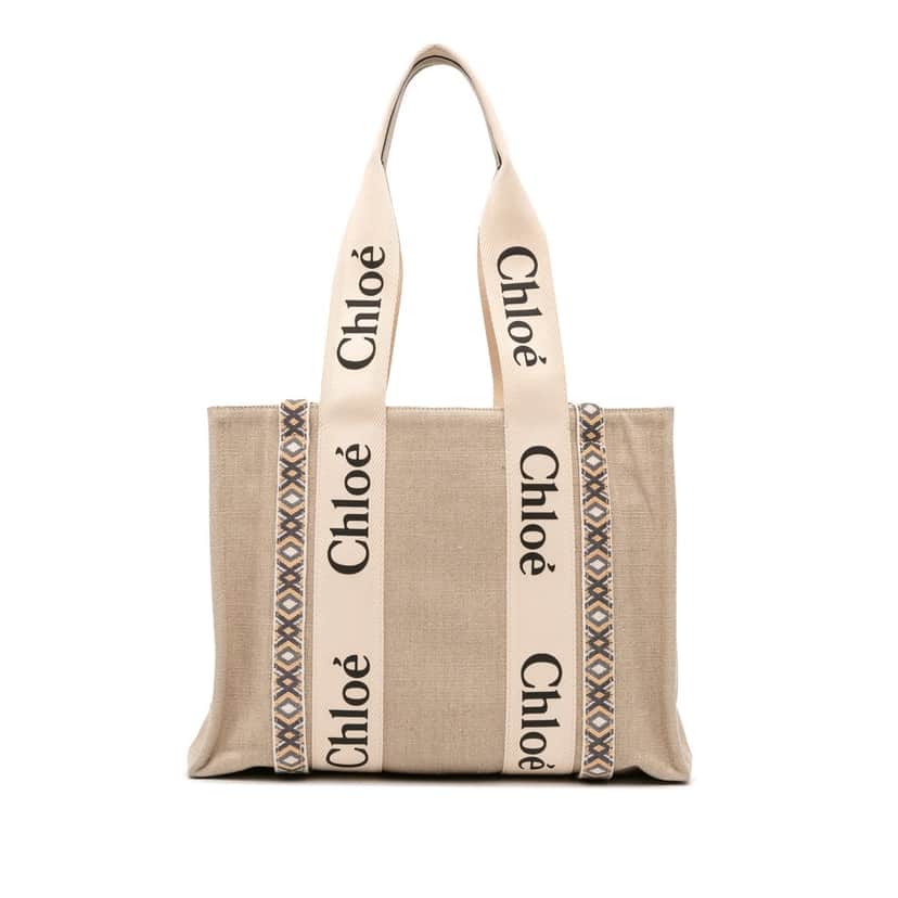 Chloé Medium Canvas Woody Tote Beige Very good condition - Front View
