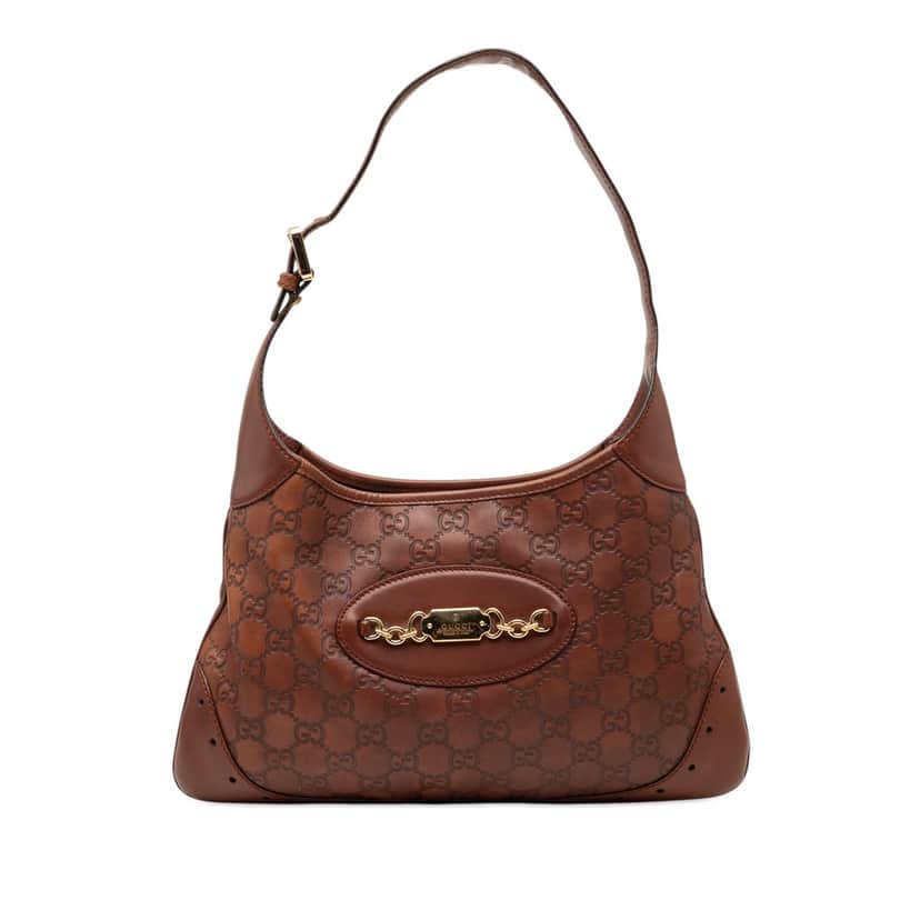 Gucci Guccissima Punch Shoulder Bag Brown Leather Very good condition - Front View