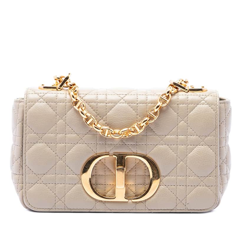 Dior Small Calfskin Cannage Caro Crossbody Beige Leather Very good condition - Front View