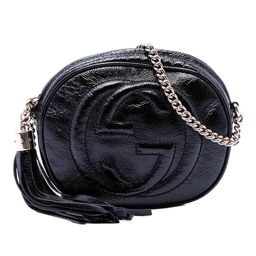 Gucci Mini Patent Soho Chain Crossbody Black Leather Very good condition - Front View