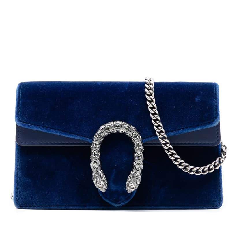 Gucci Mini Velvet Dionysus Crossbody Blue Very good condition - Front View